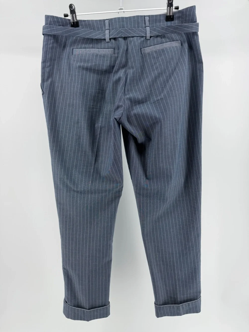 United Colors of Benetton Blue Pinstripe Cuffed Ankle Trouser Pants, Women's 6